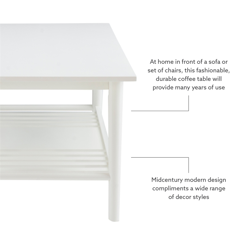 Linon Samantha Wood Coffee Table in White