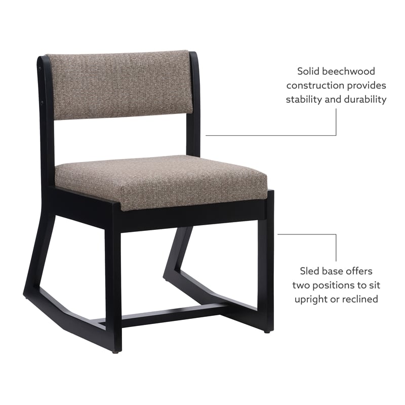 Linon Keeton Two Position Wood Sled Base Commercial Grade Padded Chair in Black