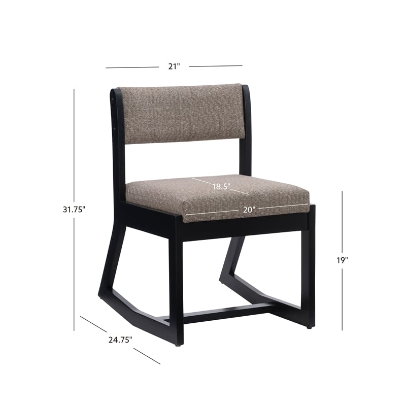 Linon Keeton Two Position Wood Sled Base Commercial Grade Padded Chair in Black