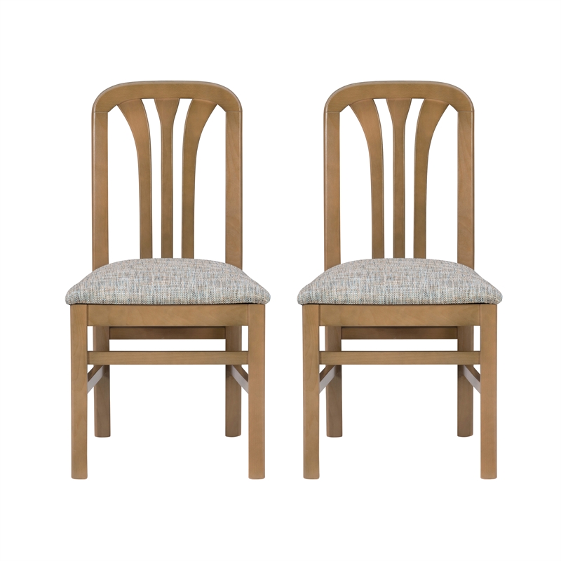 Linon Darlie Wood Commercial Grade Set of Two Dining Chairs in Natural Brown