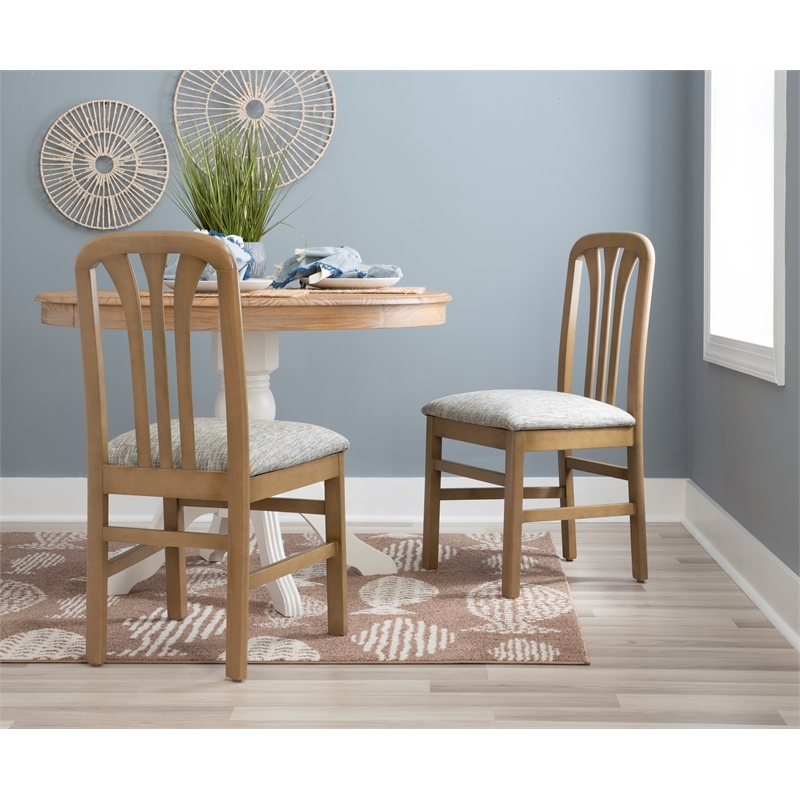 Linon Darlie Wood Commercial Grade Set of Two Dining Chairs in Natural Brown