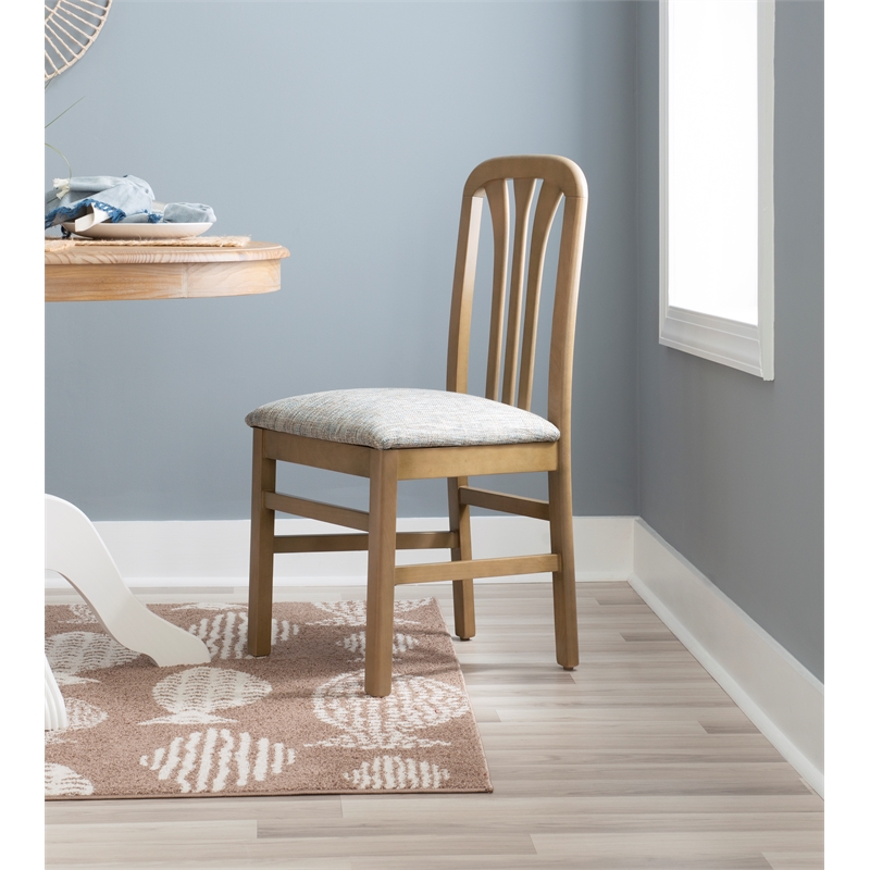 Linon Darlie Wood Commercial Grade Set of Two Dining Chairs in Natural Brown