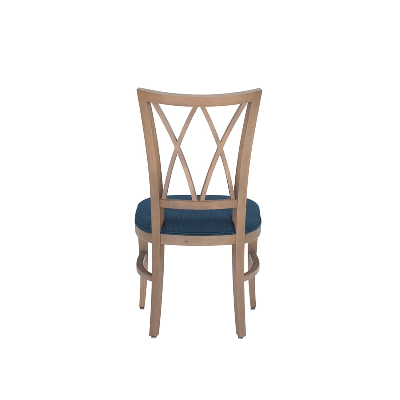 Linon Cameron Set of Two Lattice Back Dining Chairs Padded Seats in Natural Wood