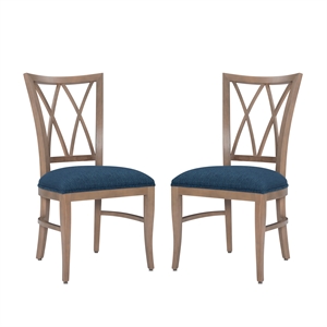 linon cameron wood set of two chairs in natural and blue