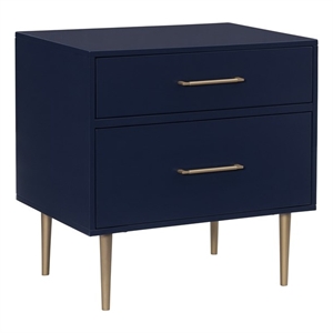 linon dylan two drawer wood nightstand in navy blue