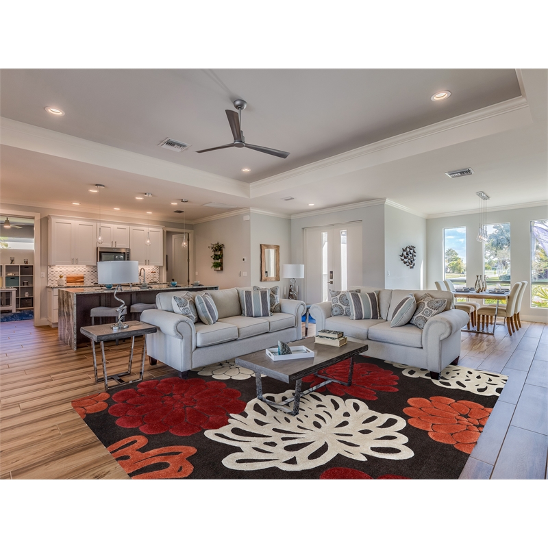 Linon Trio Peddles Polyester 8'x10' Area Rug in Chocolate Brown