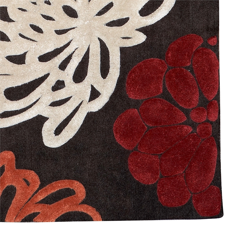 Linon Trio Peddles Polyester 8'x10' Area Rug in Chocolate Brown