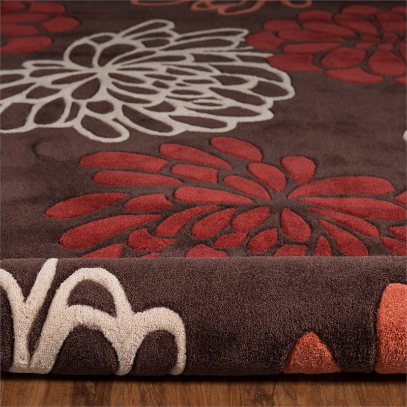 Linon Trio Peddles Polyester 8'x10' Area Rug in Chocolate Brown