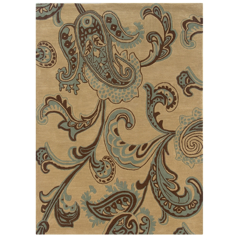 Linon Trio Lahour Polyester 5'x7' Area Rug in Beige