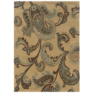 Linon Trio Lahour Polyester 5'x7' Area Rug in Beige