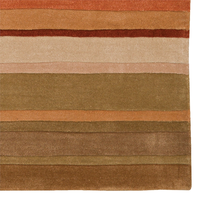 Linon Trio Linear Polyester 5'x7' Area Rug in Green