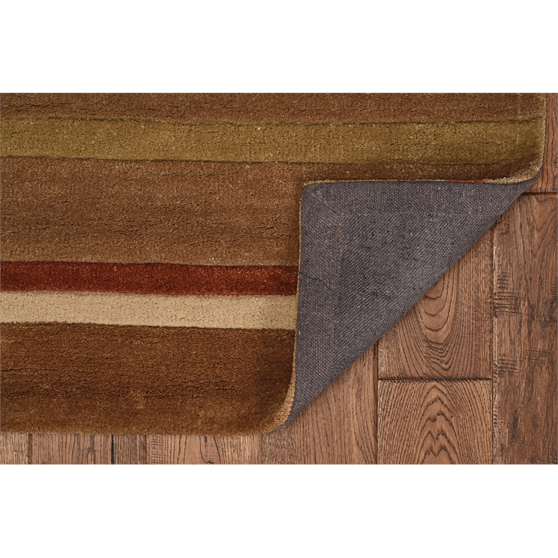 Linon Trio Linear Polyester 5'x7' Area Rug in Green