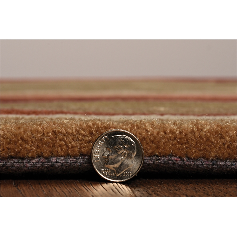 Linon Trio Linear Polyester 5'x7' Area Rug in Green