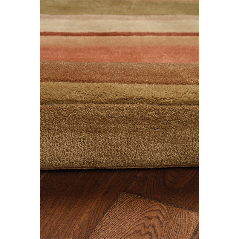 Linon Trio Linear Polyester 5'x7' Area Rug in Green