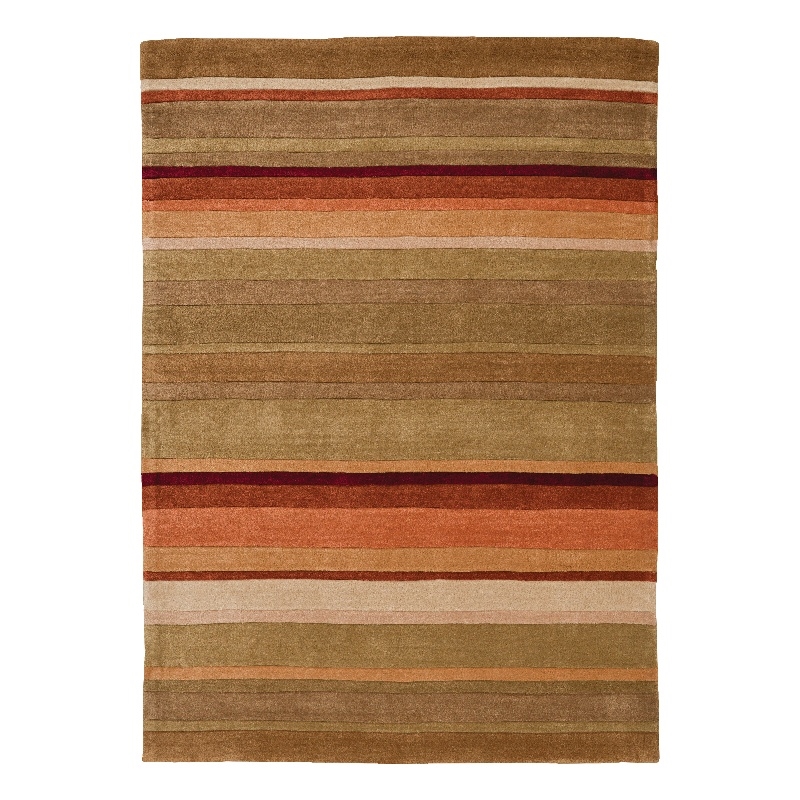 Linon Trio Linear Polyester 5'x7' Area Rug in Green