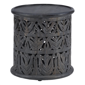 linon ira wood side accent table in dark gray
