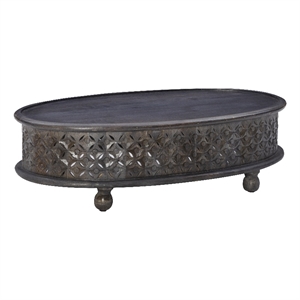 linon lainey oval wood coffee table in dark gray