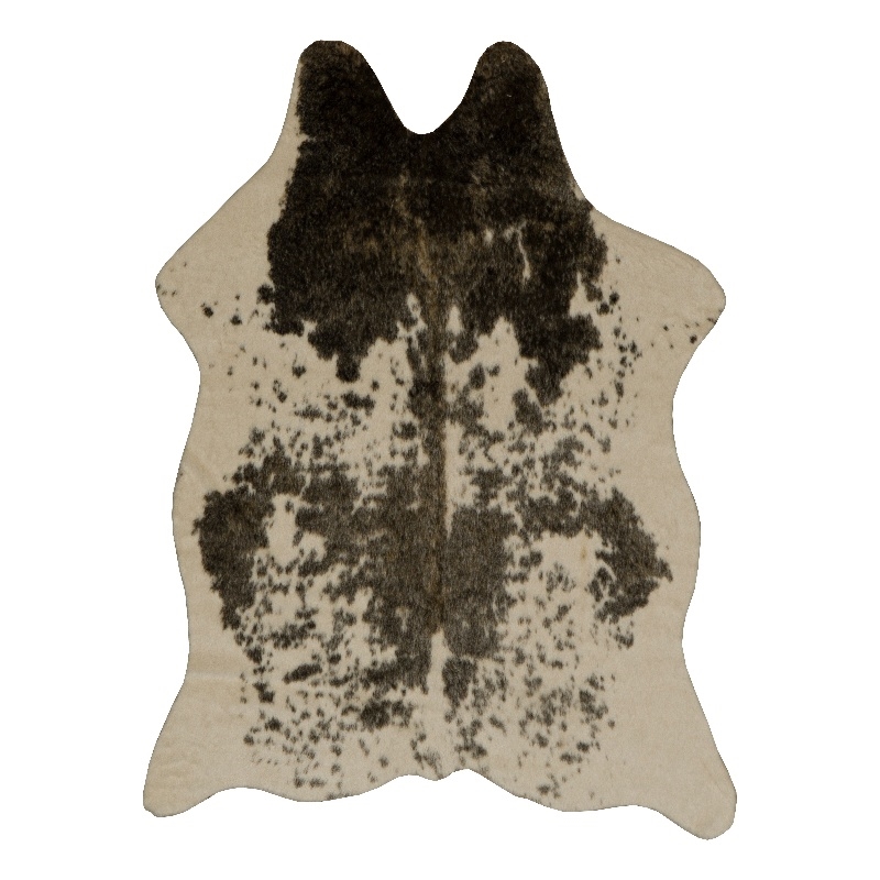 Linon Faux Hide Polyester Mini Speckle Cowhide Accent Rug in Brown and White