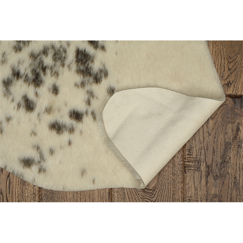 Linon Faux Hide Polyester Mini Speckle Cowhide Accent Rug in Brown and White