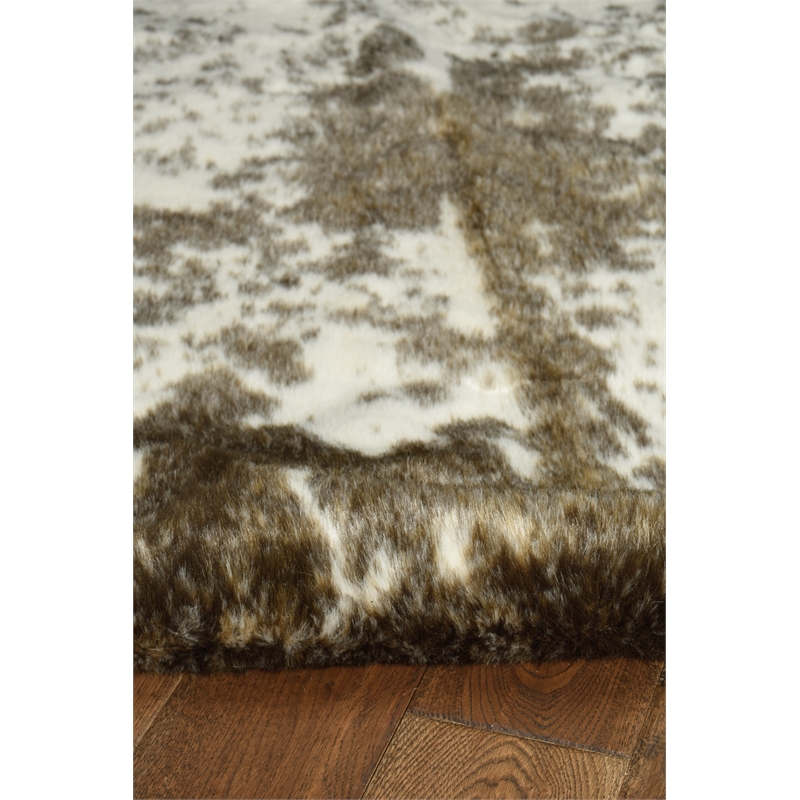 Linon Faux Hide Polyester Mini Speckle Cowhide Accent Rug in Brown and White