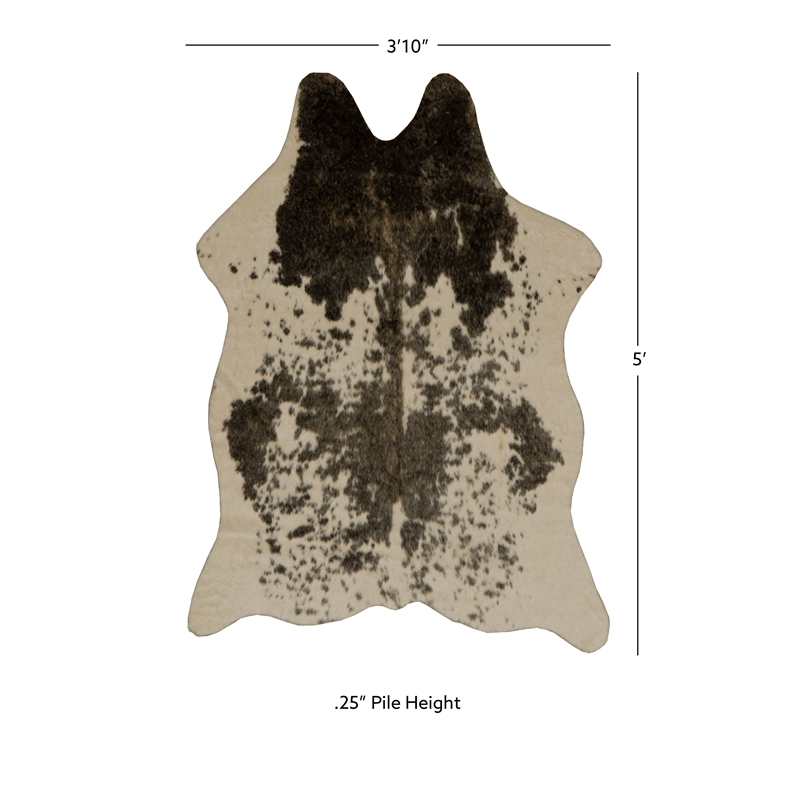 Linon Faux Hide Polyester Mini Speckle Cowhide Accent Rug in Brown and White
