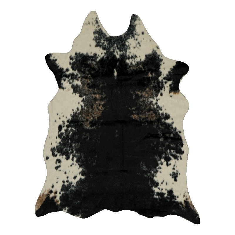 Linon Faux Hide Polyester Mini Cowhide Accent Rug in Black and White