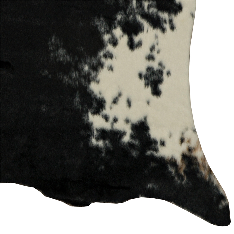Linon Faux Hide Polyester Mini Cowhide Accent Rug in Black and White