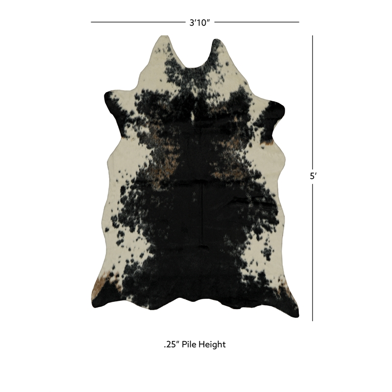 Linon Faux Hide Polyester Mini Cowhide Accent Rug in Black and White