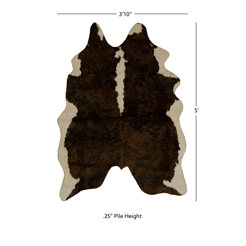 Linon Faux Hide Polyester Mini Cowhide Accent Rug in Brown