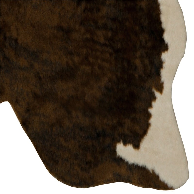 Linon Faux Hide Polyester Mini Cowhide Accent Rug in Brown