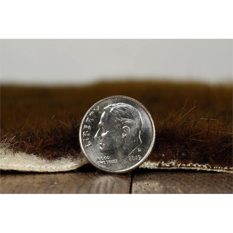 Linon Faux Hide Polyester Mini Cowhide Accent Rug in Brown