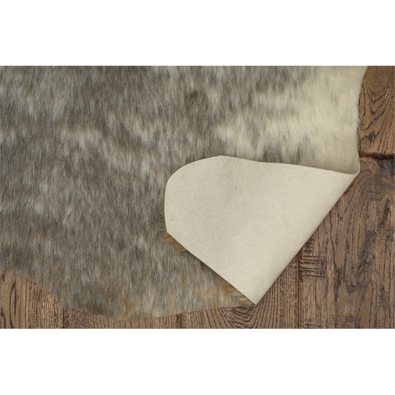Linon Faux Hide Polyester Mini Cowhide Accent Rug in Gray