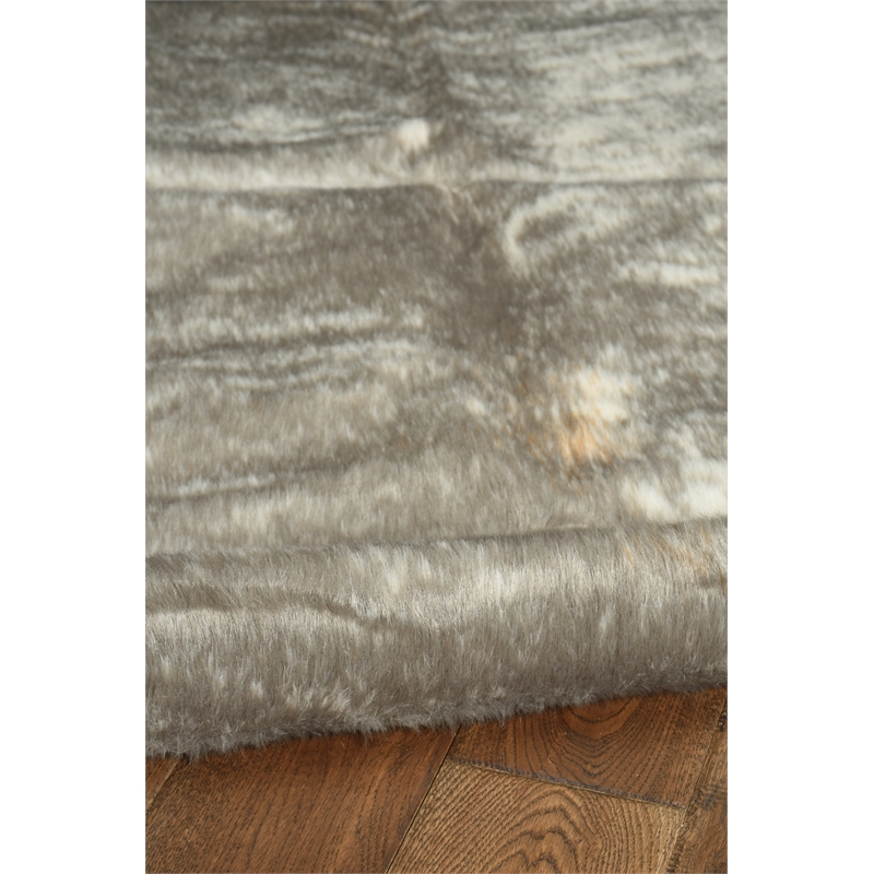 Linon Faux Hide Polyester Mini Cowhide Accent Rug in Gray