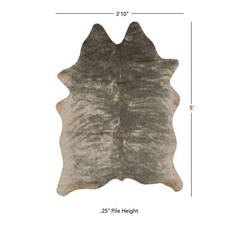 Linon Faux Hide Polyester Mini Cowhide Accent Rug in Gray