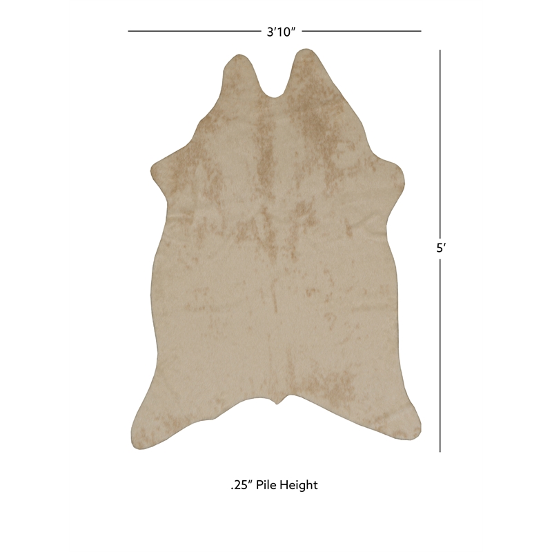 Linon Faux Hide Polyester Mini Cowhide Accent Rug in Ivory