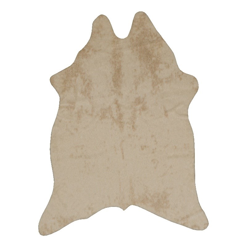 Linon Faux Hide Polyester Mini Cowhide Accent Rug in Ivory
