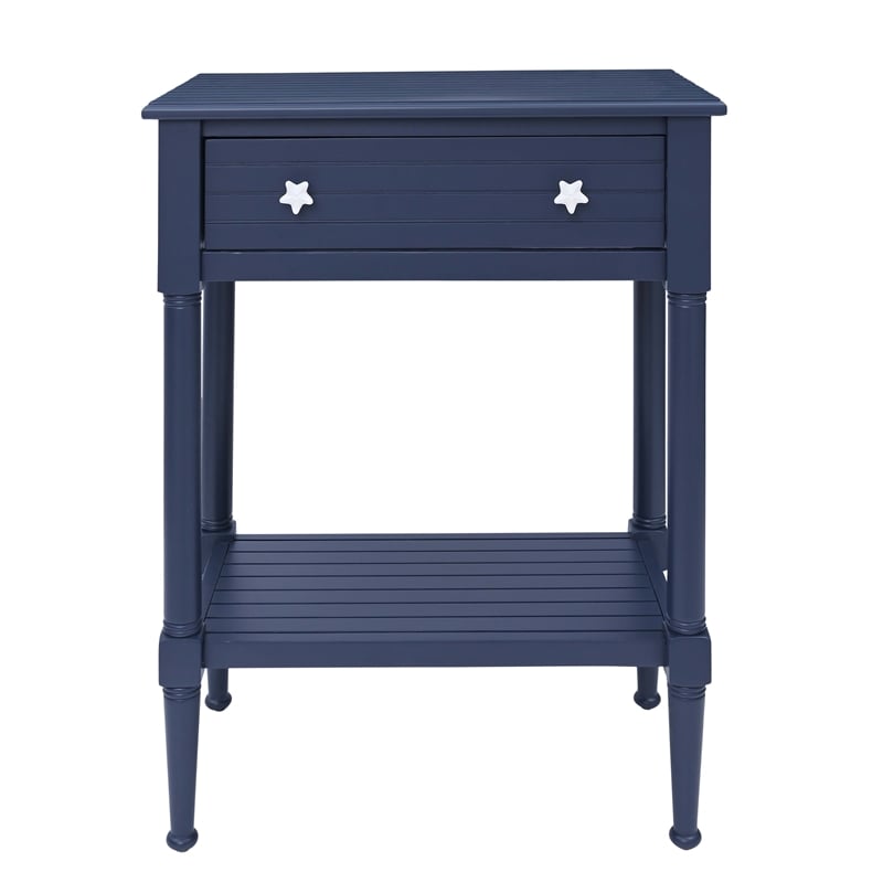 Linon Styers Wood Accent Starfish Coastal Side Table in Navy