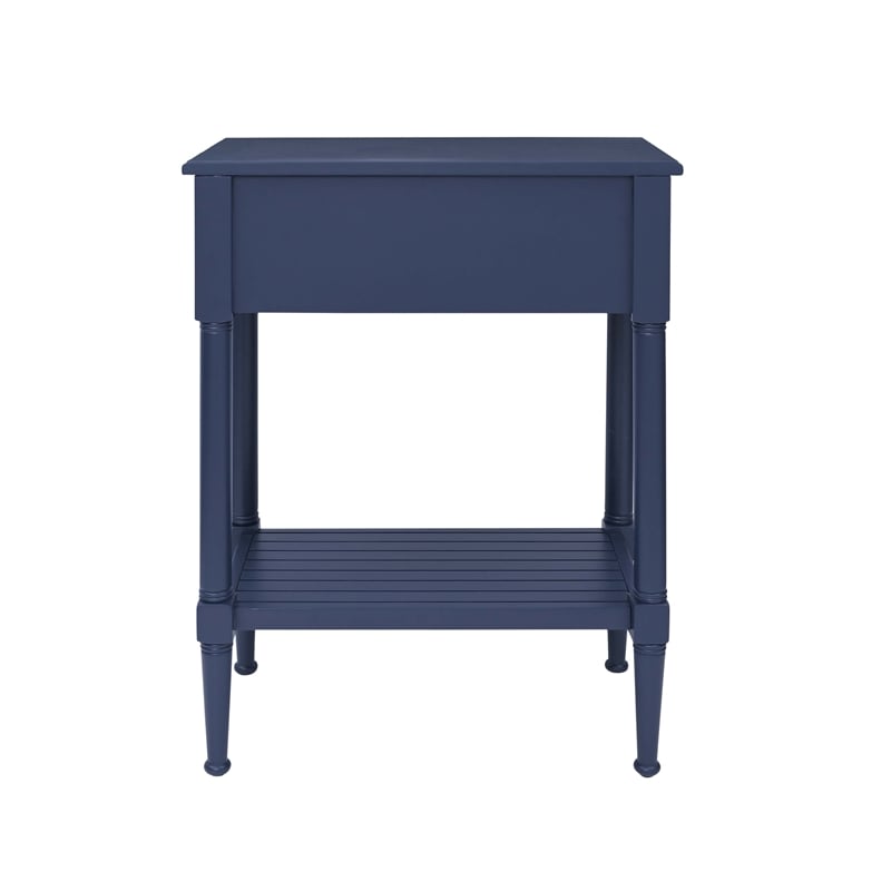 Linon Styers Wood Accent Starfish Coastal Side Table in Navy