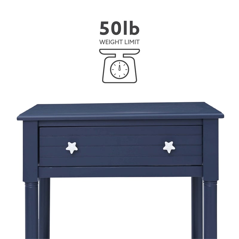 Linon Styers Wood Accent Starfish Coastal Side Table in Navy