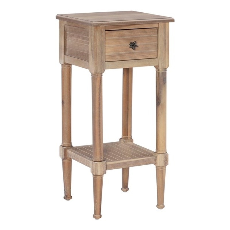 Linon Styers Wood Accent Starfish Coastal Side Table in Natural