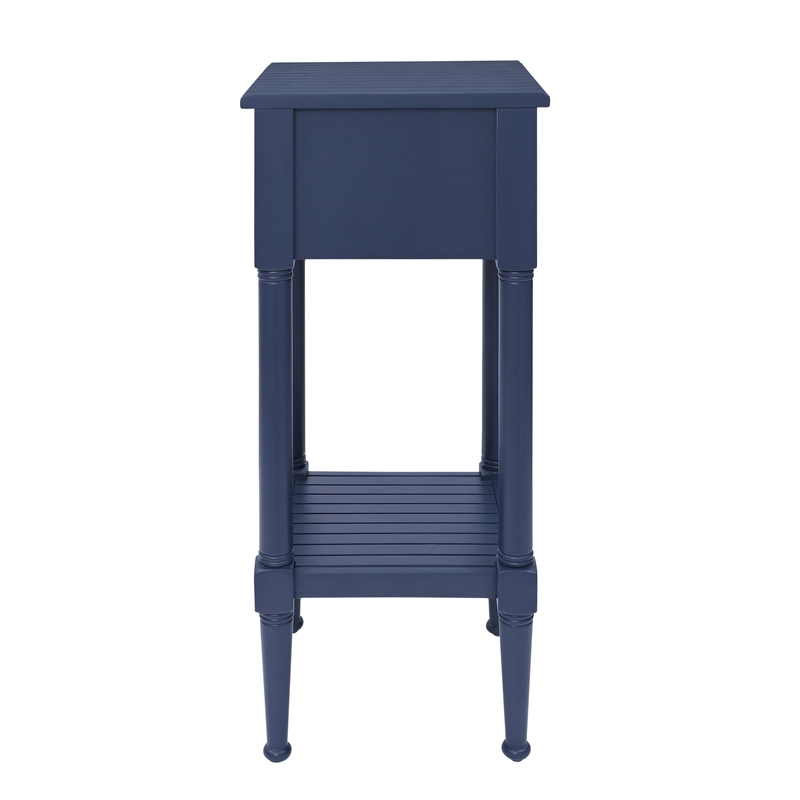 Linon Styers Wood Accent Starfish Coastal Side Table in Navy