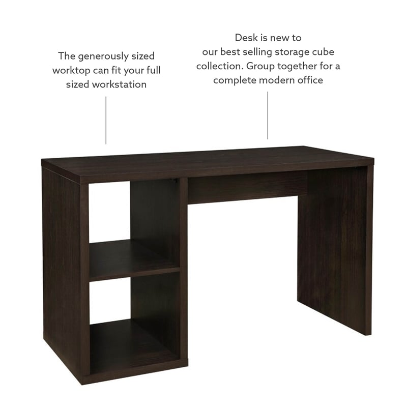 Linon Lane Wood Two Cube Desk in Espresso