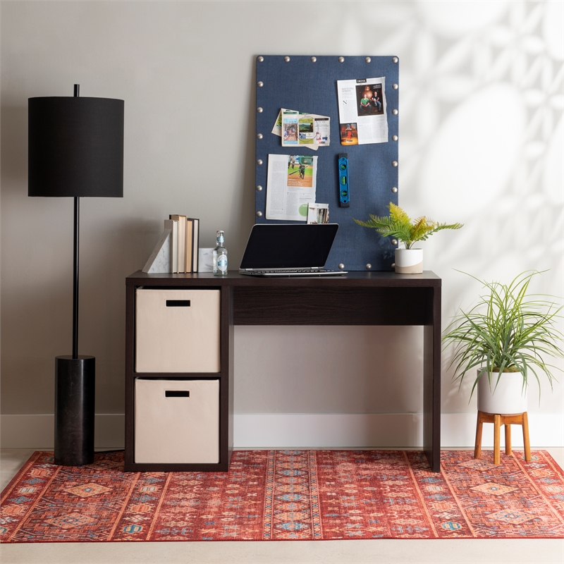 Linon Lane Wood Two Cube Desk in Espresso