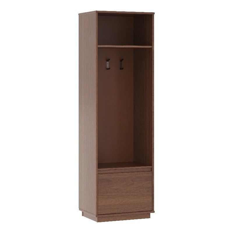 Linon Keane Wood Mid Century Hall Tree with One Drawer in Brown