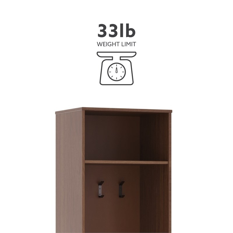 Linon Keane Wood Mid Century Hall Tree with One Drawer in Brown