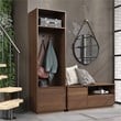 Linon Keane Wood Mid Century Media Storage Console in Brown