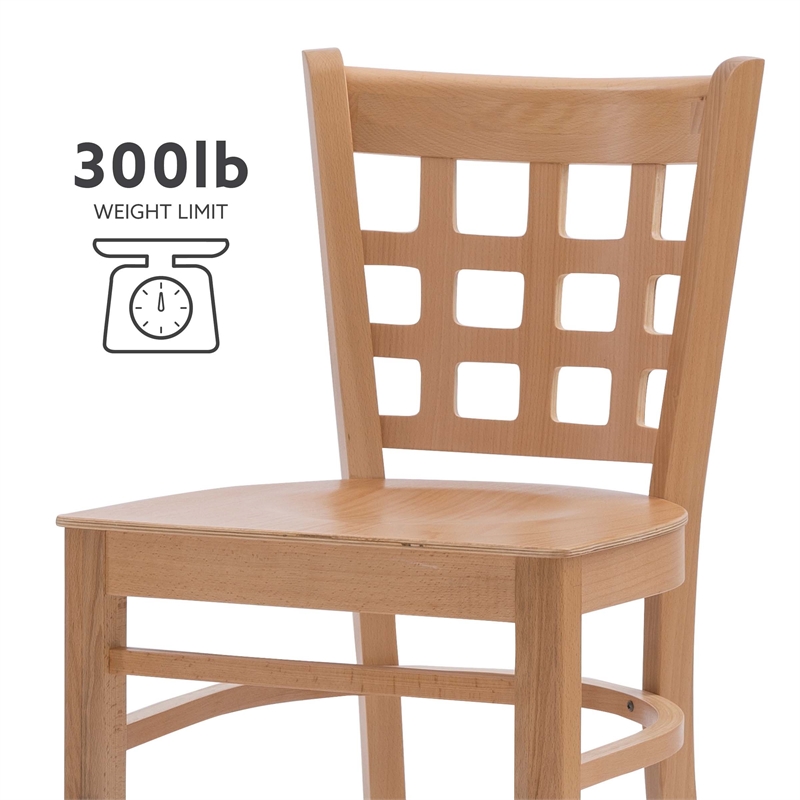 Linon Flint Commercial Grade Set of Two Counter Stools in Natural Beechwood