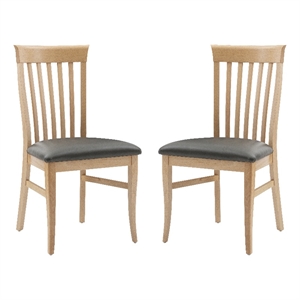 linon rafe wood upholstered set of two dining chairs in natural