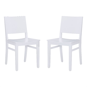 linon burke wood set of two side dining chairs in white