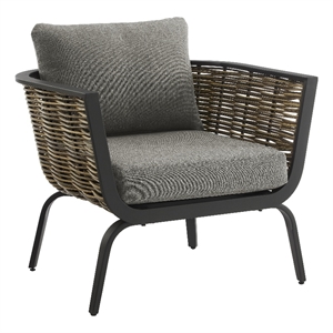 linon hayes aluminum and wicker set of two outdoor chairs in black and natural